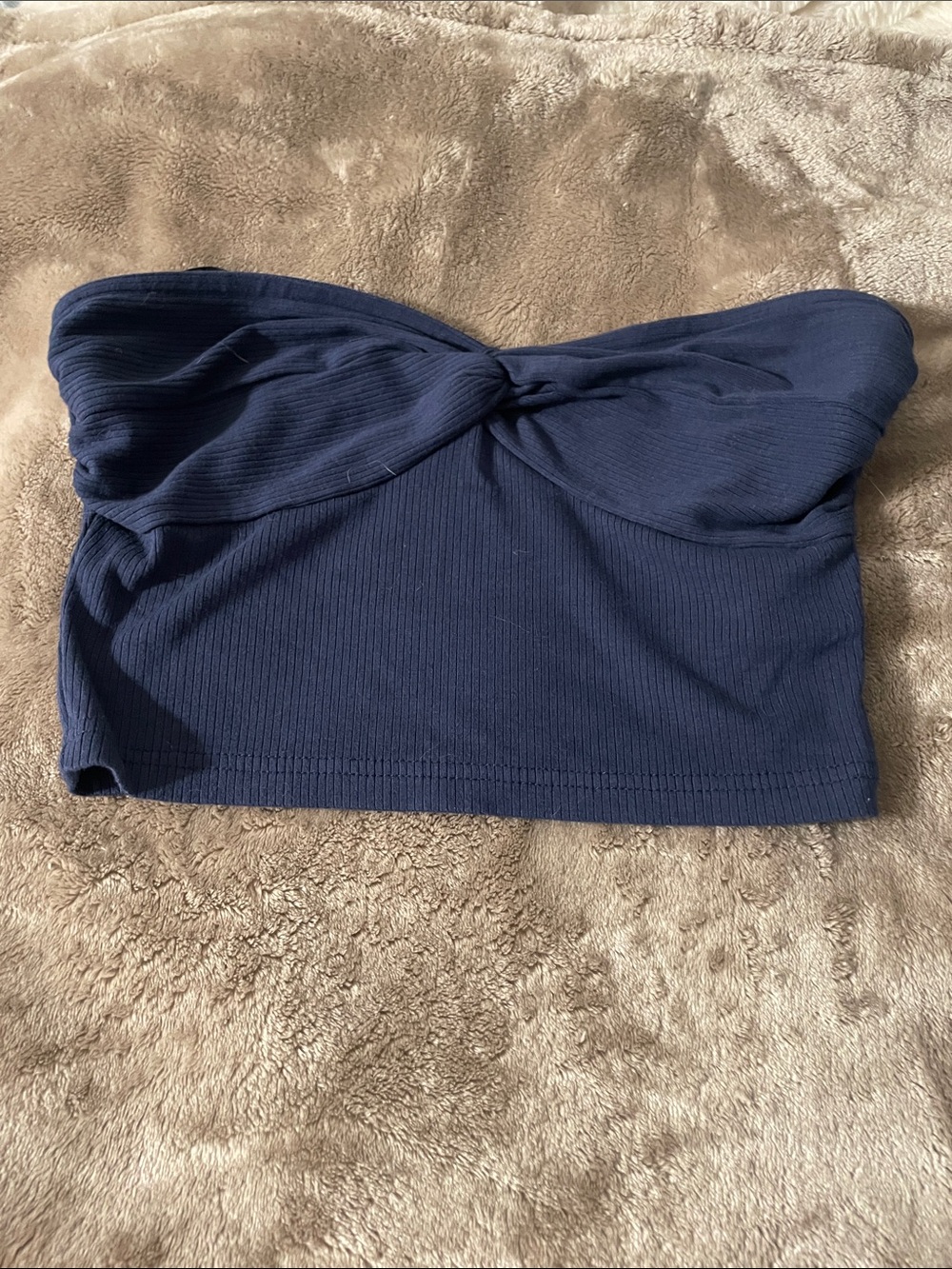 SHEIN Navy Twist-Front Ribbed Bandeau Camisole